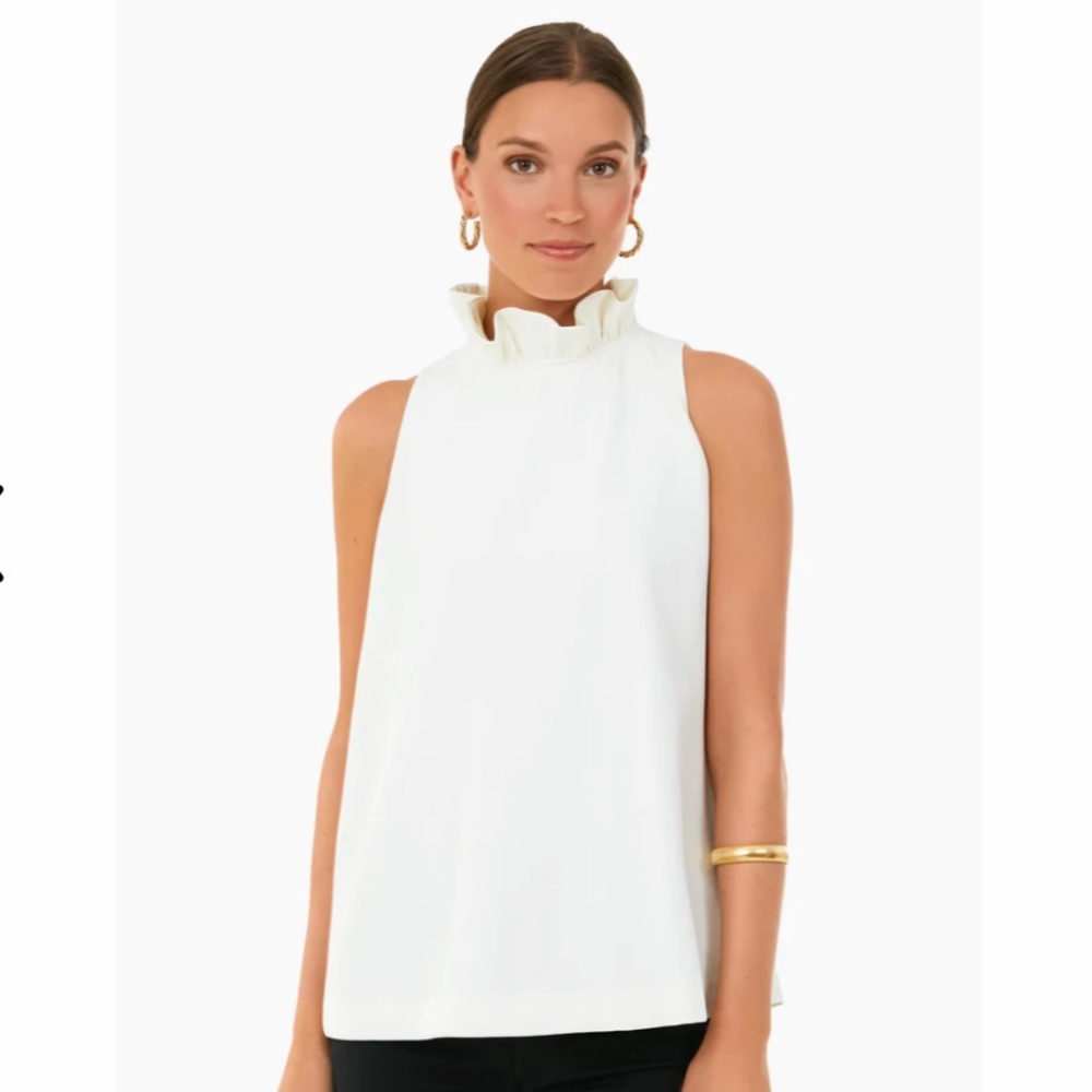 🤍 Tuckernuck White Mason Top Size L - Ruffle and Bow tie back 🎀